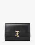 Jimmy Choo Women's Varenne Clutch Black Leather Clutch Bag with Crystal Bar and Gold JC Emblem