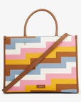 Women's Varenne M Tote Multi Avenue Print Canvas Tote Bag with Embroidered Logo