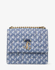 Jimmy Choo Women's Varenne Avenue Quad Denim Quilted JC Monogram Shoulder Bag