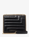 Jimmy Choo Women's Varenne Avenue Quad Black Avenue Nappa Leather Bag with Light Gold JC Emblem