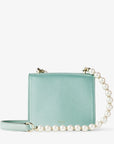 Jimmy Choo Women's Varenne Quad XS Smoke Green Satin Shoulder Bag with Pearl Strap