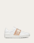 Valentino Garavani Women's ROCKSTUD UNTITLED SNEAKER IN CALFSKIN LEATHER WITH METALLIC STRIPE