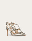 Valentino Garavani Women's ROCKSTUD METALLIC ANKLE STRAP PUMP 100 MM