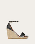 Valentino Garavani Women's DOUBLE ROCKSTUD GRAINY CALFSKIN WEDGE SANDAL 95 MM