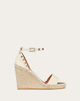 Valentino Garavani Women's DOUBLE ROCKSTUD GRAINY CALFSKIN WEDGE SANDAL 95 MM