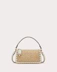 Valentino Garavani Women's SMALL ROCKSTUD SHOULDER BAG IN BOUCLÉ RAFFIA