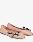 Jimmy Choo Women's Veda Ballerina Ballet Pink Nappa Leather Flat Ballerina Pumps with Jimmy Choo Bow