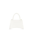 Balenciaga WOMEN'S HOURGLASS SMALL HANDBAG CROCODILE EMBOSSED IN WHITE