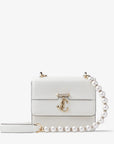 Jimmy Choo Women’s Varenne Quad XS Latte Leather Shoulder Bag with Pearl Strap