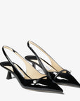 Jimmy Choo Women's Amita 45 Black Patent and Nappa Slingback Pumps