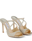 Jimmy Choo Women's ANISE 95 Platinum Ice Dusty Glitter Mules