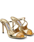 Jimmy Choo Women's ANISE 95 Gold Liquid Metal Leather Mules