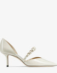 Jimmy Choo Women's Latte Patent Leather Pointed Pumps with Pearl Embellishment
