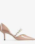 Jimmy Choo Women's Ballet Pink Patent Leather Pointed Pumps with Pearl Embellishment