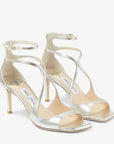 Jimmy Choo Women's Azia 75 Champagne Glitter Leather Sandals