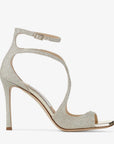 Jimmy Choo Women's AZIA 95 Platinum Ice Dusty Glitter Sandals