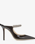 Jimmy Choo Women's Black Patent Leather Mules with Crystal Strap