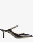 Jimmy Choo Women's Black Patent Leather Mules with Crystal Strap