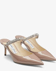 Jimmy Choo Women's Ballet Pink Patent Leather Mules with Crystal Strap