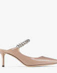 Jimmy Choo Women's Ballet Pink Patent Leather Mules with Crystal Strap