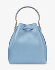 Jimmy Choo Women's Bon Bon Bucket Smoky Blue Soft Shiny Smooth Calf Leather Bucket Bag