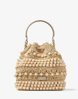 Jimmy Choo Women's Bon Bon Bucket Natural Beaded Raffia and Smooth Leather Tote Bag