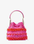 Jimmy Choo Women's Bon Bon Bucket S Fuchsia Beaded Raffia and Smooth Leather Tote Bag