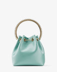 Jimmy Choo Women's Bon Bon Smoke Green Satin Bag with Crystal Handle