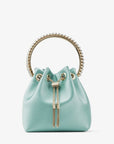 Jimmy Choo Women's Bon Bon Smoke Green Satin Bag with Crystal Handle