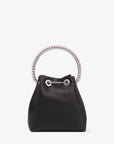 Jimmy Choo Women's Bon Bon Black Satin Bag with Light Rose Crystal Handle