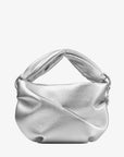 Jimmy Choo Women's Bonny Silver Metallic Nappa Bag with Twisted Handle