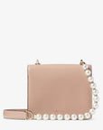 Jimmy Choo Women’s Varenne Quad XS Ballet Pink Box Leather Shoulder Bag with Pearl Strap