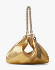 Jimmy Choo Women's Gold Metallic Leather Clutch Bag With Chain Strap