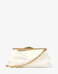 Jimmy Choo Women's Diamond Frame Clutch Latte Soft Calf Leather Clutch Bag with Chain Strap