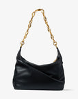 Jimmy Choo Women's Diamond Soft Hobo S Black Soft Calf Leather Hobo Bag with Chain Strap