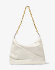 Jimmy Choo Women's Diamond Soft Hobo S Latte Soft Calf Leather Hobo Bag with Chain Strap