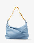 Jimmy Choo Women's Diamond Soft Hobo S Smoky Blue Soft Calf Leather Hobo Bag with Chain Strap