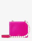 Jimmy Choo Women’s Varenne Quad XS Fuchsia Satin Shoulder Bag with Pearl Strap
