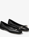 Jimmy Choo Women's Elme Flat Black Nappa Leather Flats with Pearl Embellishment