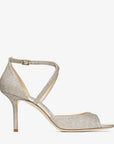 Jimmy Choo Women's Emsy 85 Platinum Ice Dusty Glitter Sandals