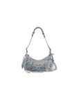 Balenciaga WOMEN'S LE CAGOLE SMALL SHOULDER BAG IN DENIM WITH RHINESTONES