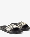 Jimmy Choo Women's Fitz/F Black Canvas and Leather Slides with Pearls