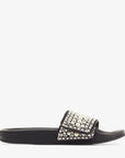 Jimmy Choo Women's Fitz/F Black Canvas and Leather Slides with Pearls