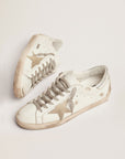 Golden Goose Men’s Super-Star sneakers with silver heel tab and metal stud lettering