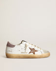 Golden Goose Women's Super-Star with a tan star and pink glitter heel tab