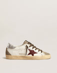 Golden Goose  Women’s Super-Star with burgundy glitter star and silver heel tab