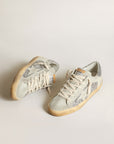 Golden Goose Women's Super-Star sneakers in silver glitter with ice-gray suede star and inserts