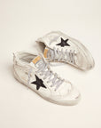 Golden Goose Women's Mid-Star sneakers with laminated heel tab and glittery laces