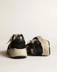 Golden Goose Women’s Running Sole sneakers in black nappa leather and suede with white leather star