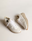 Golden Goose Women's Running sole sneakers in optical-white mesh and nappa leather with white leather star